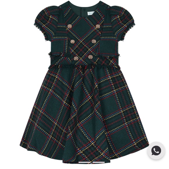 ABEL & LULA Girls Green Tartan Tweed frying Dress